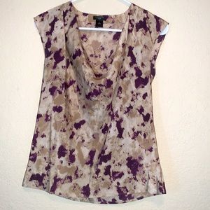 Deep purple business casual top with sheen in lighting